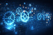 © NongEngEng - AI generated digital automation system with connected gears data flow analytics and intelligent technology powering scalable enterprise infrastructure