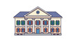 © mas - Illustrated classic building vector with columns windows and roof on white background