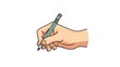 © Mom.Kae - A close-up of a hand holding a blue pencil, poised to write or draw, set against a plain white background
