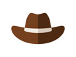 © Niaz - A brown cowboy hat with a white band sits isolated on a white background.