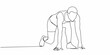 © Bijoy - A continuous line drawing of a runner in a starting position