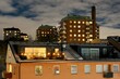© a40757se - Windows and balconies illuminated at night in a residential area in Stockholm