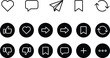 © pappa - Social media interaction icon set with like comment share bookmark refresh symbols minimal vector interface design ui collection