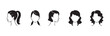 © MST - women's hairstyles vector collection including ponytail and layered cuts