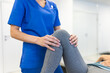 © Graphicroyalty - Close up of a female physical therapist examining a senior woman's knee in a clinic. Professional orthopedic joint assessment and manual therapy for elderly patient with arthritis or injury.
