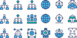 © KanonRani art - Stylized organizational chart vector icons, team structure and network diagram illustration set, business communication artwork, connectivity, hierarchy, global data flow design