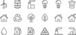 © Vactor Itbd - Minimal line energy and environment icons set with wind turbine oil barrel factory recycling house fuel vector illustration