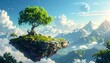 © Bondi - Floating tree on mountain island surreal landscape dreamy nature fantasy concept