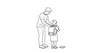 © Dadang - Father helping daughter with backpack, ready for school, back to school concept