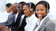 © mat - Diverse customer service team with headsets smiling