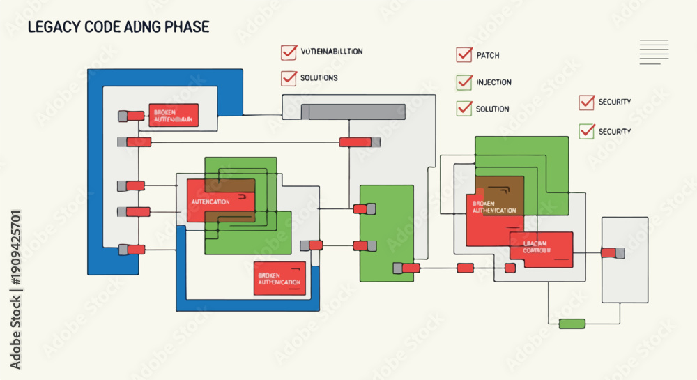 Vector de Stock Legacy code refactoring diagram showing phases of ...