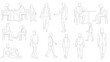 © Elvano - line art people silhouettes, various poses, casual attire
