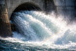 © thodonal - Powerful water flow cascading from dam creating splashes