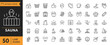© twenty-icons - Sauna Outline icon set. Contain icons related to wellness, massage, sauna hat, relaxation, spa, heater, steam room and more. Editable stroke. vector illustration