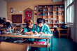 © Marko Geber - Two schoolboys collaborating on homework in classroom