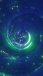 © Bolbik - A luminous green and blue spiral of swirling energy forming a glowing cosmic vortex