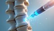 © Pete - Syringe injects blue fluid into spinal column segment. Advanced medical procedure targets pain relief and healing. Modern tech aids recovery in health care.