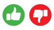 © muhammad - thumbs up and thumbs down icons in green and red circles approval and dislike feedback rating concept flat vector illustration