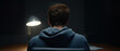 © OHMAl2T - Intense psychological moment individual in dark room dramatic lighting rear view