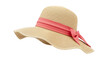 © Roxana - Elegant straw sun hat with pink ribbon isolated PNG, summer fashion accessory for beach vacation and sun protection