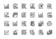 © SC-7 - A grid displays various black and white line icons illustrating data analytics, financial reports, and document management.