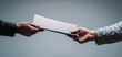 © Aleksandr - Businessmen hands exchanging document or contract over neutral background