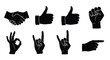 © msunny93 - Collection of black silhouette hand gestures and signs on a white background
