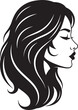 © Pixel With MH - Black and white profile of a woman with flowing hair and closed eyes also transparent background female