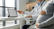 © Yasabosant - Prenatal consultation in modern clinic, doctor assisting pregnant patient, maternity healthcare and medical follow-up concept