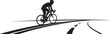 © SUMA - Silhouette of a cyclist on a road with a dividing line, suggesting speed, travel, and a journey.