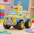 © gam - Yellow toy truck with smiling face.