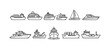 © Hubba Bubba - Nautical and marine line icon set. Ships, yachts, boats illustration in outline style