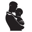© Craftdot - Black Child hugging parent Silhouette Vector, High Quality Illustration on White Background