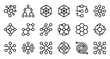 © David - Collection of black outline icons representing technology concepts like networking, data flow, organizational charts, and complex systems in a clean minimalist vector style