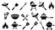 © Mahmudul - Barbecue tools and grill icon set – BBQ utensils, sausages, fire, outdoor cooking vector pack