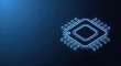 © Moon Guy - Glowing Neon Microchip Processor on a Dark Blue Digital Technology Background