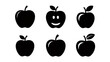 © Shahida - Collection of black apple icons with a smiley face