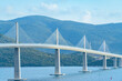© Zimu - The panorama view of pelješac bridge in Croatia.