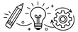 © labirint - Hand drawn line art illustration of the idea generation process depicting conceptualization, development, and execution for business innovation