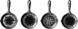 © Purple_Lamp - vintage cast iron skillet illustrations handmade kitchen cooking tool sketches collection