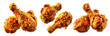 © Vasyl Onyskiv - Golden crispy fried chicken drumsticks, isolated on white transparent background. Concept of fast food and comfort meal
