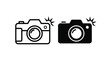 © Saif - Two distinct camera icons featuring both outline and solid silhouettes with flash indicators represent photography concepts instantly.