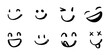 © Kebon doodle - Hand drawn brush stroke smiley faces set. Collection of simple ink drawing emoticons icons.
