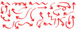 © Luna Visuals - Red arrows crayon doodle chalk icons set. Freehand different curved lines, swirls arrows. Direction pointers. Brush sketch red arrow line curve up, down shape chalk texture element set. Eps10