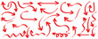 © Luna Visuals - Red arrows crayon doodle chalk icons set. Freehand different curved lines, swirls arrows. Direction pointers. Brush sketch red arrow line curve up, down shape chalk texture element set. Eps10
