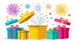 © Abdee - Colorful gifts and fireworks exploding in celebration