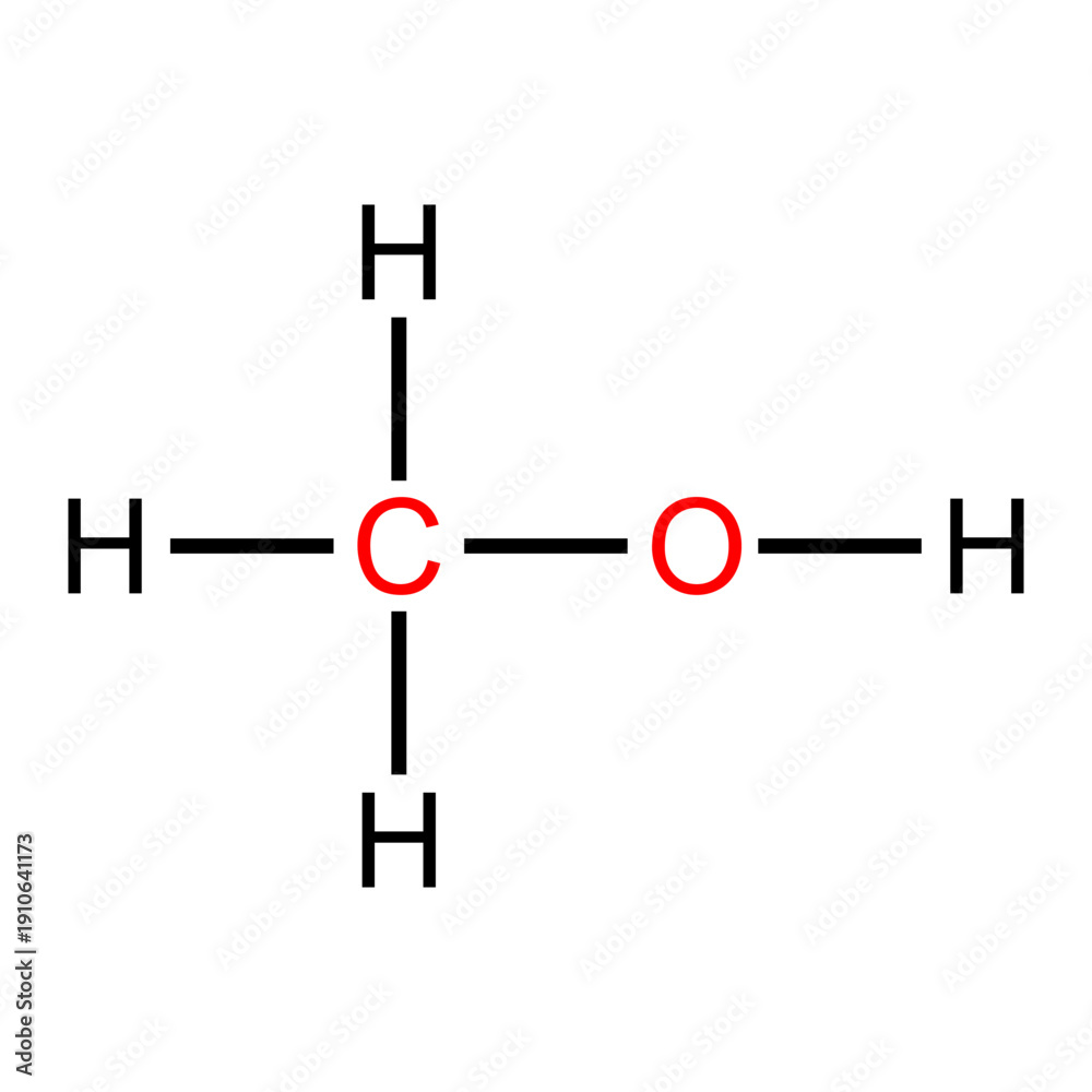 Draw Methanol Vetor Lewis structure diagram illustrating the molecular arrangement of ...