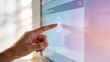 © Visionary - Human finger touching digital interface on modern touchscreen,interactive user experience concept,technology innovation,UI UX design,smart system control,and futuristic digital interaction