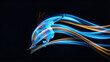 © Lustre Art Group  - Electric composition. Skateboarder performing jump with luminous light waves. Concept of urban culture marketing, youth lifestyle branding, streetwear campaigns and dynamic sports poster design.