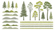 © Muginandaru - Collection of Diverse Forest Trees and Rolling Hills Graphics.